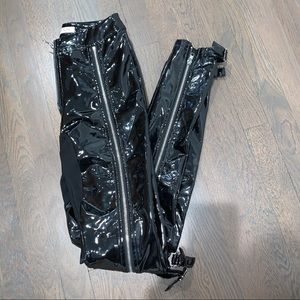 Danielle Guizio Patent Zip Pants in Black